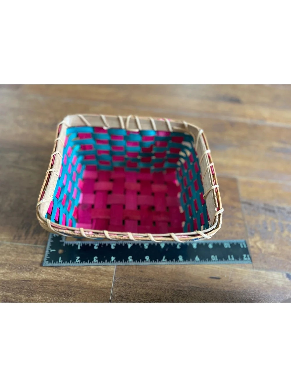 Decorative Square Basket with Candy Cane Detail